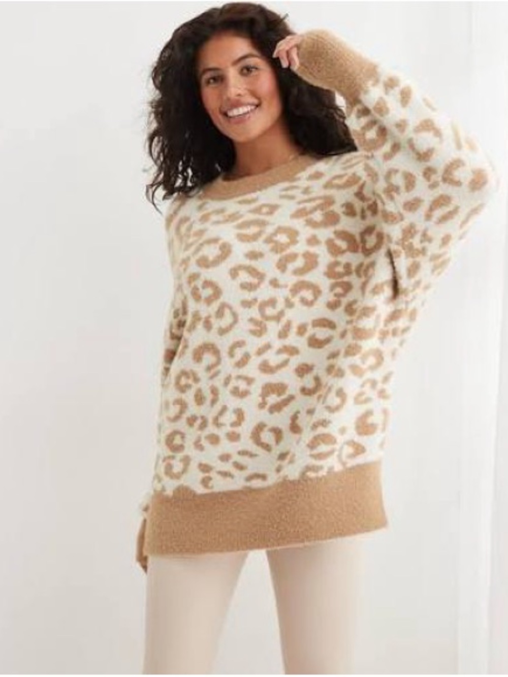Aerie Leopard Buttercream Sweater